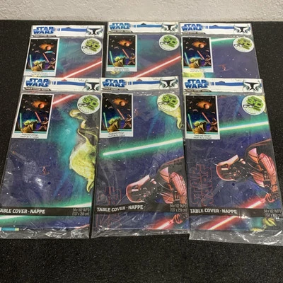 ¡Nuevo, Lote de 6, Fundas de Mesa de Plástico Star Wars Darth Vader/Yoda 54" x 102"" 3D! Foto 1 de 4