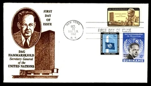 Mayfairstamps US FDC 1962 Dag Hammarskjold Suriname Mixed Franking Combination F - Picture 1 of 2