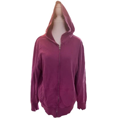 Sudadera con Capucha Antigua Azul Marino Púrpura Algodón Cremallera Para Mujer XL Excelente Estado Foto 1 de 4