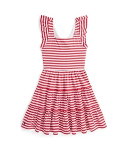 Girl's Polo Ralph Lauren Kids Striped Ruffled Cotton Jersey Dress (Big Kid) - Picture 1 of 3