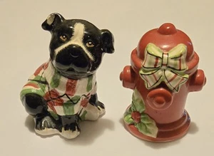 Cracker Barrel Mingle & Jingle Dog And Fire Hydrant Salt And Pepper Shakers - Picture 1 of 7