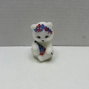 Fenton Patriotic Sitting Bear July 4 Series Hand Painted Glass (C) - Picture 1 of 5