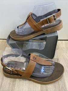 Never Worn Ladies Timberland Chicago Riverside Thong Leather Sandals Brown Sz 6 - Picture 1 of 9