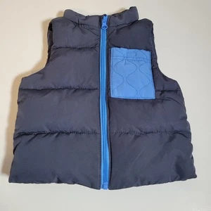 Cat And Jack Boys Puffer Vest Coat Jacket Size 18 Months Blue Zip Infant 0079 - Picture 1 of 5