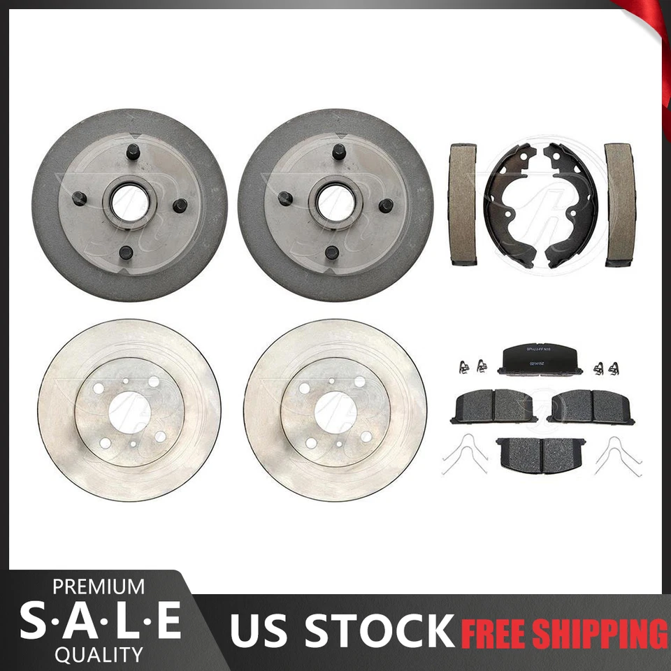 Rotores de freno y pastillas de cerámica para Toyota Tercel 1987-1990 + tambores de freno y zapatas Foto 1 de 4