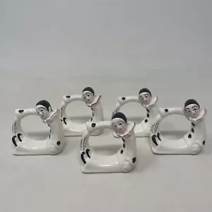 Vintage Ceramic Clown Napkin Rings Set Of Five (5) - Picture 1 of 7