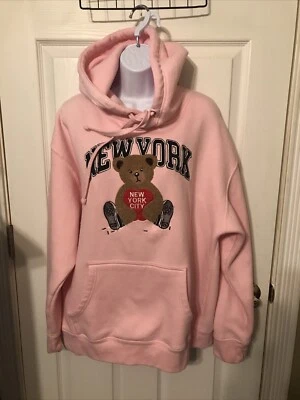 Sudadera rosa Nueva York con osito de peluche 3D. Mujer Talla XL Foto 1 de 4