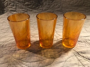 Vintage Jeanette Swirl Marigold Carnival Tumbler Glass 5” Tall Lot of 3 - Picture 1 of 5