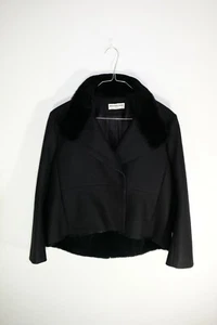 Balenciaga Black Boiled Wool Cropped Coat Jacket Women's size 40 Tweed Italy - Picture 1 of 6
