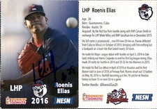 Roenis Elias Signed 2016 Dunkin' Donuts NESN Pawtucket Red Sox #NNO Card Auto AU