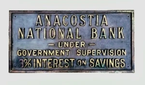 Antique Washington D.C Anacostia National Brass Banking Building Sign c1915 - Picture 1 of 7