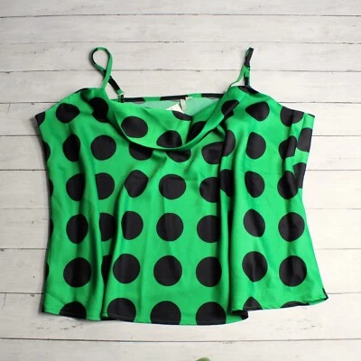 Cato Women's Satin Camisole Top Plus Size 26W 28W 4X Green Black Drape Neck - Image 1 of 4