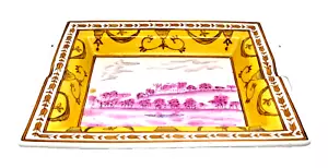 VTG ASIATIDES Home Ash Tray Trinket Dish Hand Painted Yellow Pink Oriental Asia - Picture 1 of 8