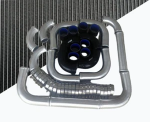 2.25" INCH 57mm BLACK hose Aluminum Universal Intercooler Turbo Piping pipe Kit - Picture 1 of 6