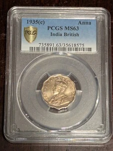 India-British George V 1935 (C) 1 Anna PCGS MS63 KM 513 - Free Shipping!!! - Picture 1 of 2