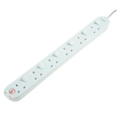 6 Gang Extension Lead with Switched Sockets 2m Cable Surge Protected Uk Stock - Image 1 of 4