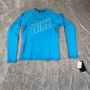 Nike Kids Swim Dri-Fit Long Sleeve Top Blue Size L (11-13 YRS) UPF 40+ NEW - Picture 1 of 8