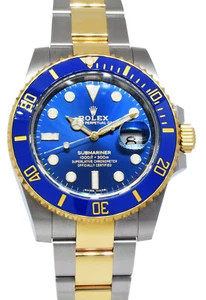 Rolex Submariner Date 18k Gold/Steel Blue Ceramic Mens 40mm Watch '12+ 116613 - Picture 1 of 11