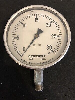 Ashcroft #1008 Pressure Gauge 0-30 PSI Glycerine Filled • 3.26£