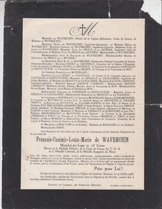 1933 Faire-part décès François de WAVRECHIN - Cambron - Brunémont. - Picture 1 of 1