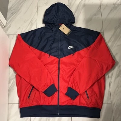 Chaqueta cortavientos Nike grande y alta colorblock para hombre roja azul marino nueva Foto 1 de 2
