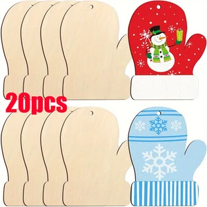 20pcs Wooden Glove Shaped Ornaments for DIY Crafts Ideal Gift for Holiday Season - Picture 1 of 9
