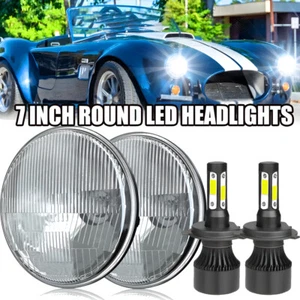 For AC Shelby Cobra 1962-1973 pair 7 inch Round LED Headlights DRL High Low Beam - Picture 1 of 13