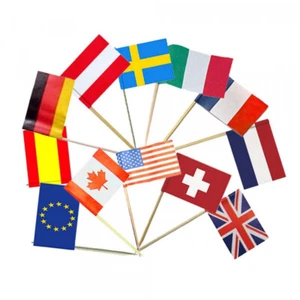 200 Flaggen-Picker Flag-Pin Länder nach Wahl 7 cm Pickser Deko Fahnen Fingerfood - Bild 1 von 13