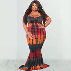 Plus Size African Women Maxi Dress Kaftan Print Bodycon Party Gown Ankara Robe