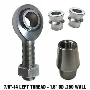 LEFT 7/8" Chromoly Heim Joint Rod End High Angle Spacers 1.5" OD .250 Wall Tube - Imagen 1 de 5
