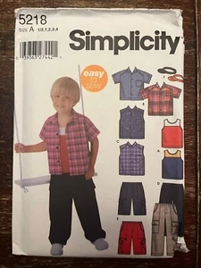 Simplicity 5218 UNCUT Sewing Pattern, Toddlers' Pants, Shorts, Shirt, Size 1/2-4 - Picture 1 of 2