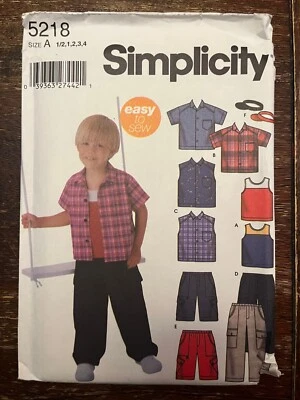 Simplicity 5218 UNCUT Sewing Pattern, Toddlers' Pants, Shorts, Shirt, Size 1/2-4 - Image 1 of 2