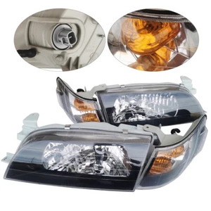 For 93-97 Toyota Corolla JDM Black Headlights Left+Right Headlamps+Corner Lamps - Picture 1 of 12