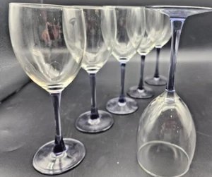 Pair (2) Libbey Purple Amethyst Stem & Base Tulip Stem Water Wine Glasses 12 Oz - Picture 1 of 9