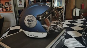 Blue ZEUS  Morcycle helmet w/White Emblem and Clear Visor sizeM - Picture 1 of 3