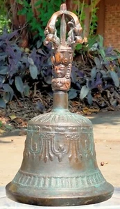 Antike tibetisch buddhistische Ritualglocke Ghanta - Bild 1 von 12