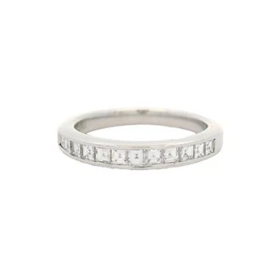 Blauer Nil Platin 0,60 kt Kanal besetzt quadratischer Schritt Diamant Ehering Ring - Bild 1 von 8