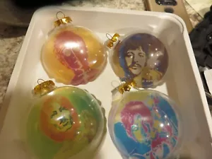 Hand Made BEATLES Christmas Balls Vintage Set 2 Psychedelic - Picture 1 of 6