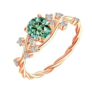 Anniversary Women Ring - 1CT Teal Moissanite Jewelry Gift S925 Silver Plated ... - Picture 1 of 6