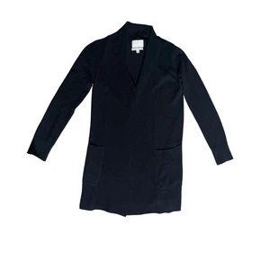 Cynthia Rowley schwarze Strickjacke Pullover vorne offen Longline Taschen - Bild 1 von 10