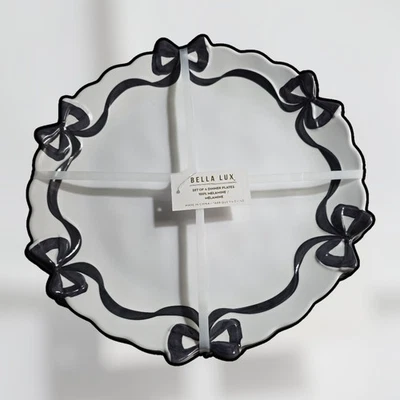 Bella Lux Chic Blanco y Negro Coqueta Cinta Arcos Sobre Melamina Blanca 4 Cena Foto 1 de 3