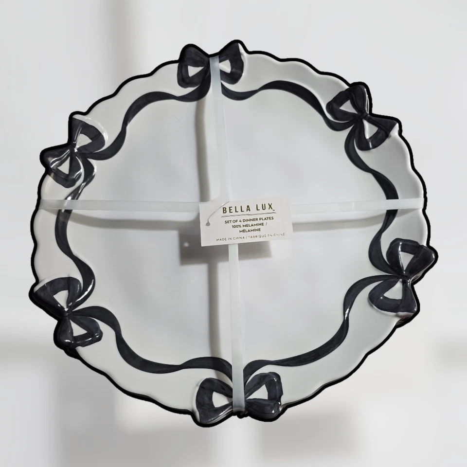 Bella Lux Chic Blanco y Negro Coqueta Cinta Arcos Sobre Melamina Blanca 4 Cena Foto 1 de 3