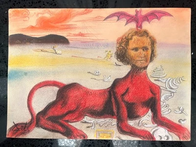 Salvador Dali Drawing on paper (Handmade) signed and stamped mixed media - Image 1 of 4