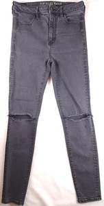 AE American Eagle Outfitters schwarz super hoher Bund Super Stretch X Jeggings 8 - Bild 1 von 13