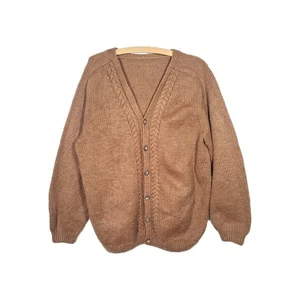 Cárdigan de Colección Para Hombres Tejido a Mano Marrón 100% Lana Tejido con Cable XXL Gran Tamaño Roble - Imagen 1 de 11