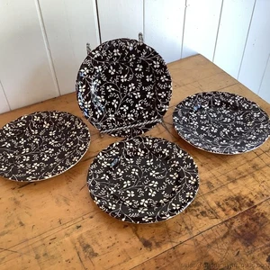 Laura Ashley Vintage Bread Plates Susanna Johnson Brothers Brown White Chintz - Picture 1 of 5