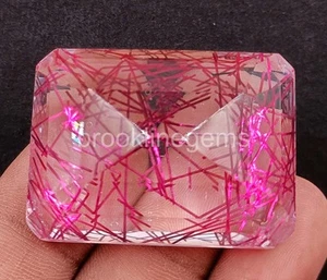 Pink Rutilated Quartz 130.5 Ct Emerald Cut EGL Certified Loose Gemstone 5ARC - Picture 1 of 6