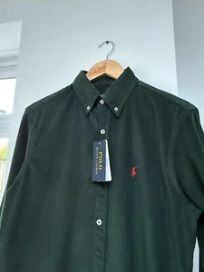 Polo Ralph Lauren Cord Shirt Green Button Down Custom Fit Size Medium - Picture 1 of 13
