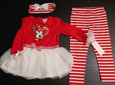 Baby Girl Christmas Dress Leggings Headband Set 24 months Tutu NWT Little Lass - Image 1 of 4