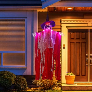 Halloween Hanging Flying Witch Animated Ghost Glow Eyes Haunted Prop Decor - Picture 1 of 14